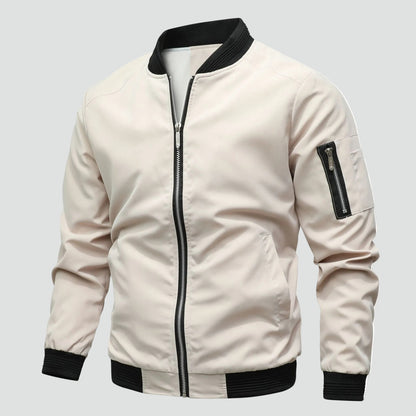Casual Heren Bomberjack Met Rits En Mouwzak