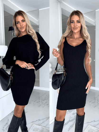 Gebreide Dames Set met Trui en Midi Rok