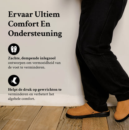Orthopedische Leren Pantoffels met Hielband en Antislip Zool voor Heren