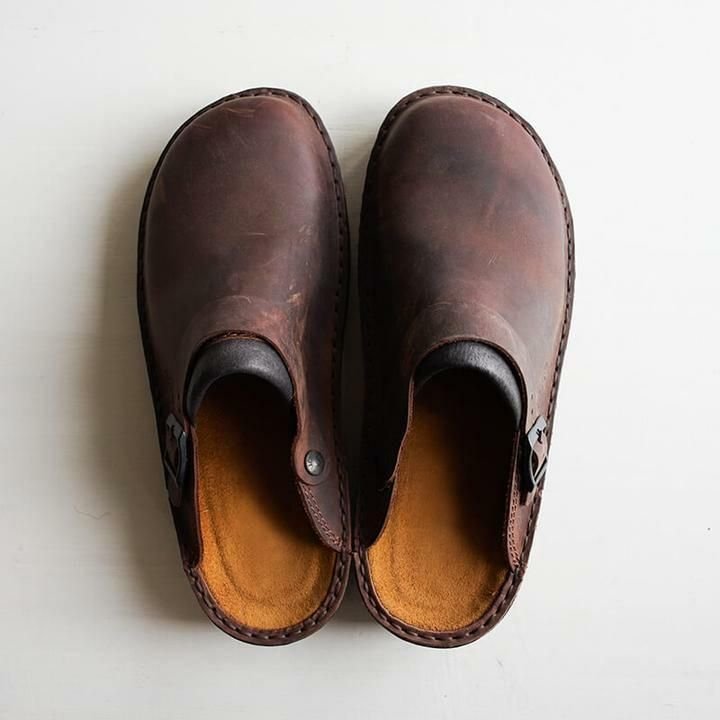 Orthopedische Leren Pantoffels met Hielband en Antislip Zool voor Heren