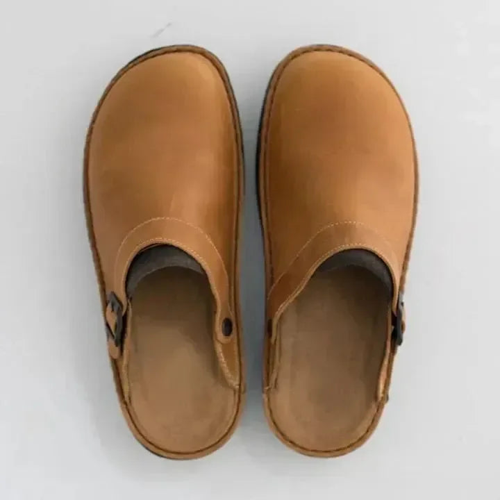 Orthopedische Leren Pantoffels met Hielband en Antislip Zool voor Heren