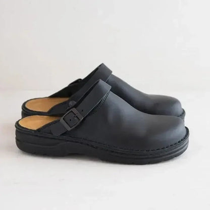 Orthopedische Leren Pantoffels met Hielband en Antislip Zool voor Heren