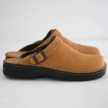 Orthopedische Leren Pantoffels met Hielband en Antislip Zool voor Heren