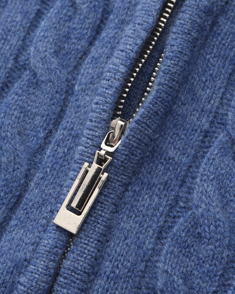 Half Zip Kabeltrui met Suède Loafers 2 Delige Set Comfortabel en Stijlvol