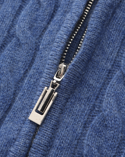 Half Zip Kabeltrui met Suède Loafers 2 Delige Set Comfortabel en Stijlvol