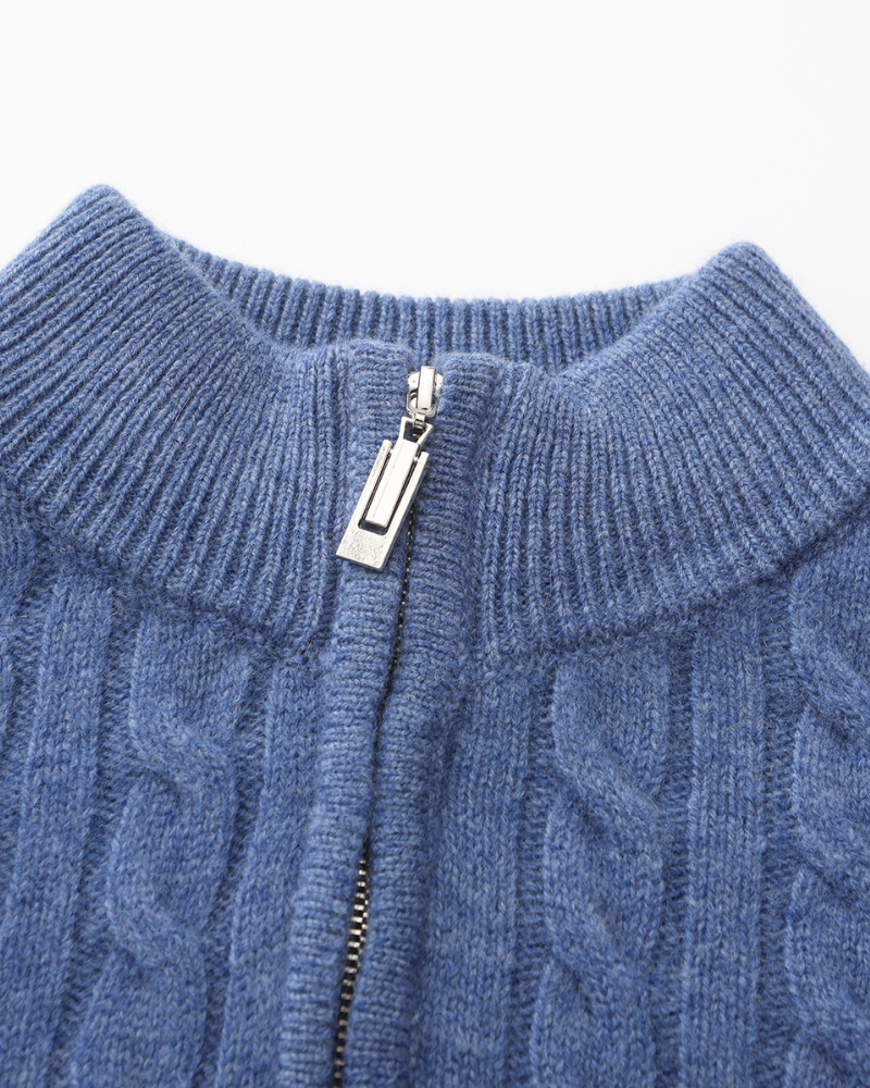Half Zip Kabeltrui met Suède Loafers 2 Delige Set Comfortabel en Stijlvol
