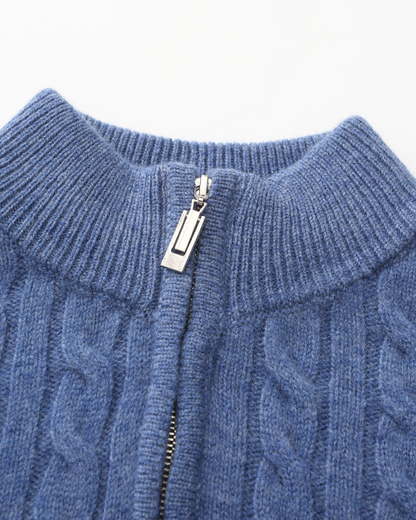 Half Zip Kabeltrui met Suède Loafers 2 Delige Set Comfortabel en Stijlvol