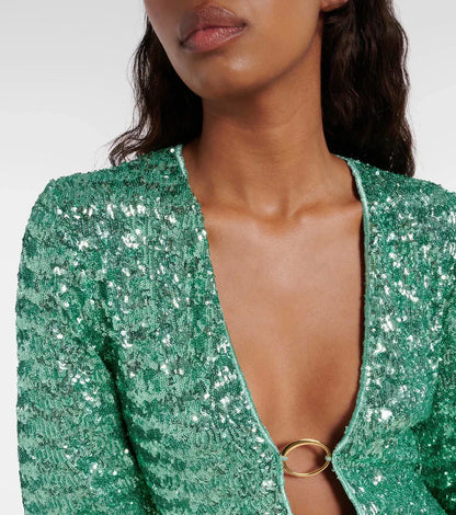 Glamoureuze Dames Party Mini Jurk Met Pailletten En Diepe V Hals