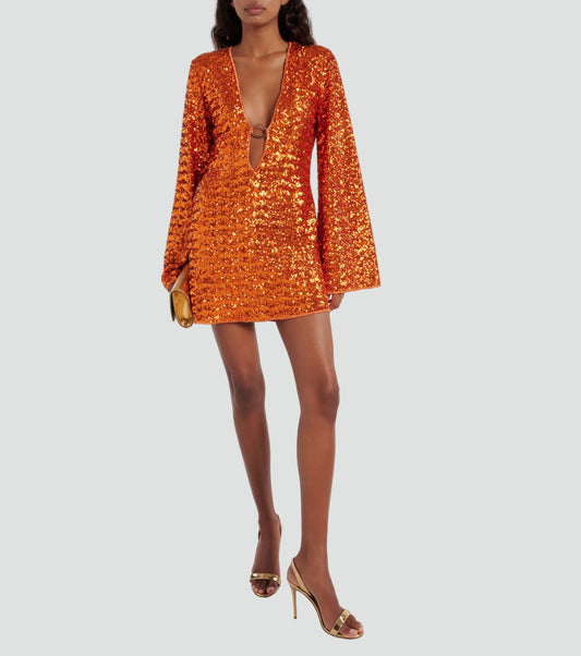 Glamoureuze Dames Party Mini Jurk Met Pailletten En Diepe V Hals