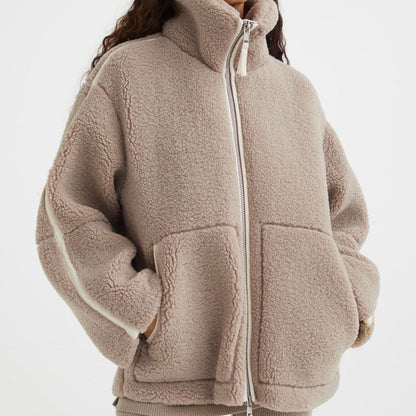 Teddy Fleece Jas Dames met Rits & Zijzakken