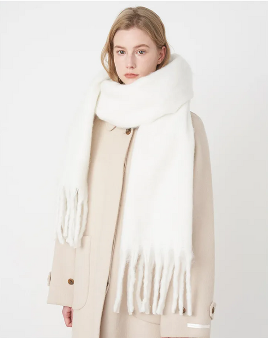 Dames Warme Elegante Wintersjaal Met Stijlvolle Franjes