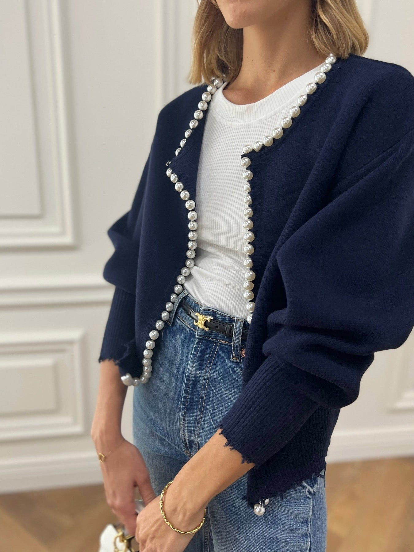 Zdena - Gebreide cardigan met parels voor dames