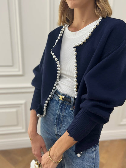 Zdena - Gebreide cardigan met parels voor dames