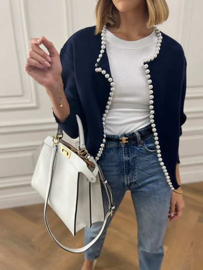 Zdena - Gebreide cardigan met parels voor dames
