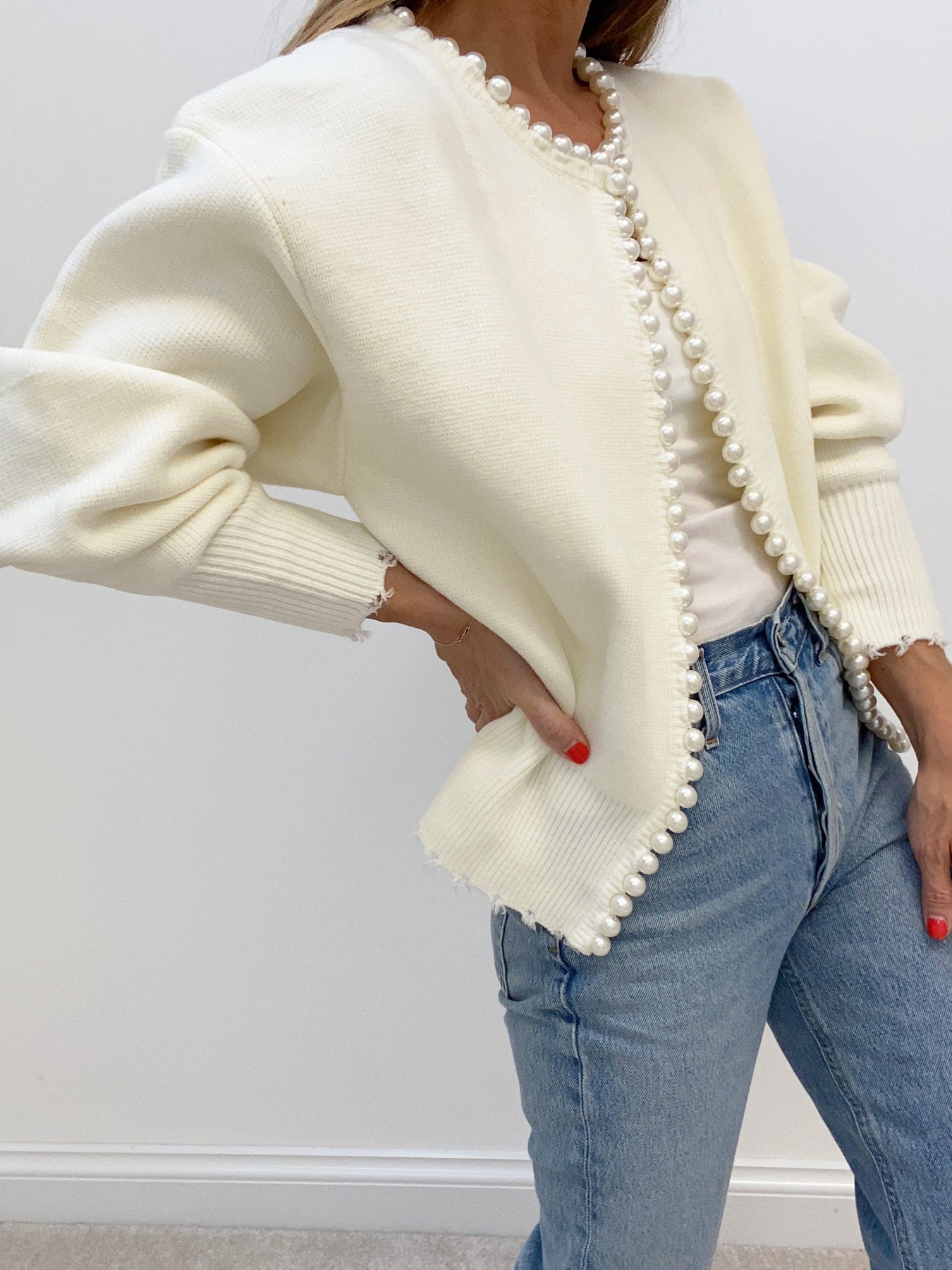 Zdena - Gebreide cardigan met parels voor dames