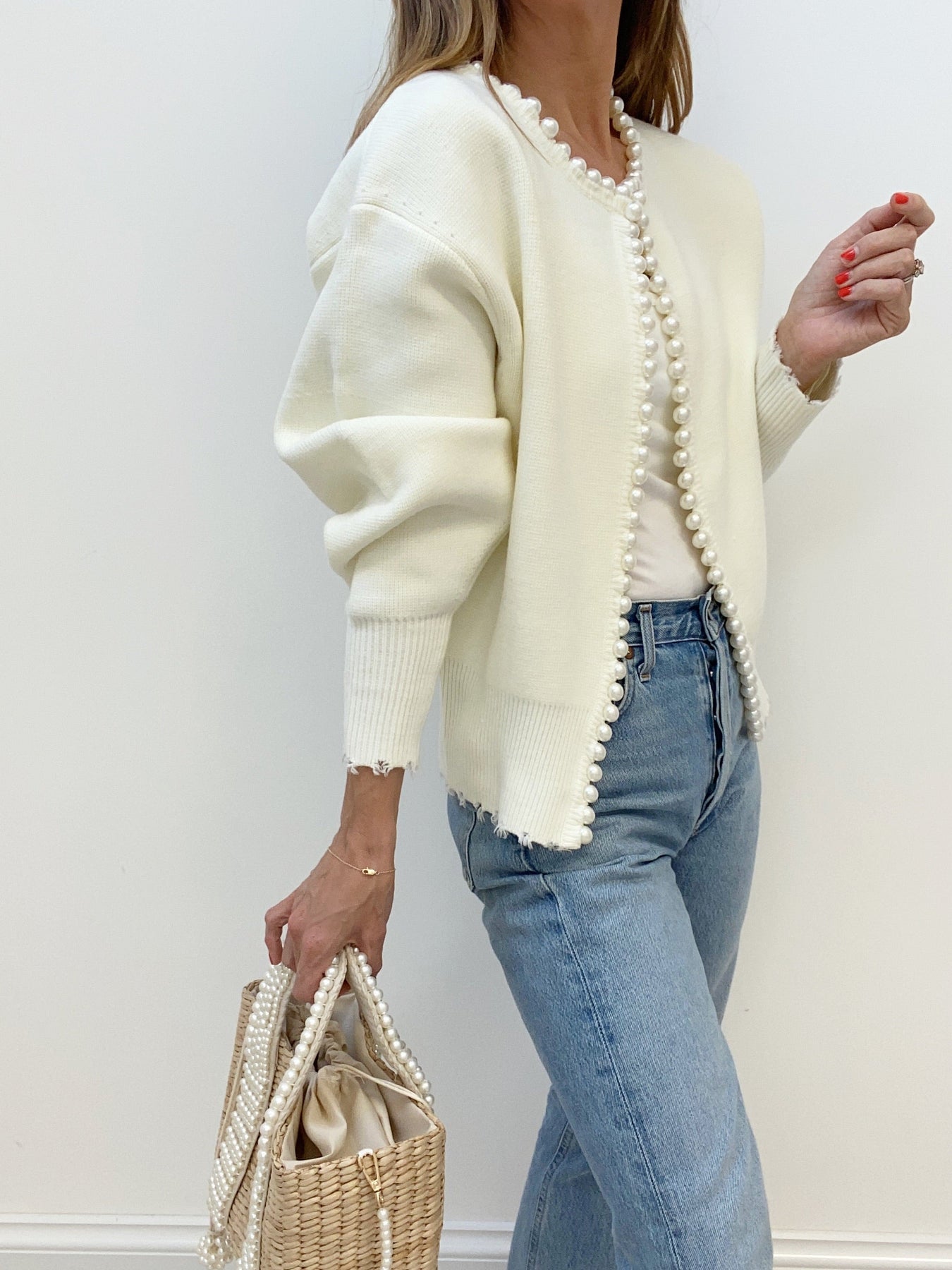 Zdena - Gebreide cardigan met parels voor dames
