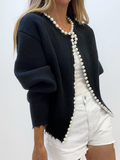 Zdena - Gebreide cardigan met parels voor dames