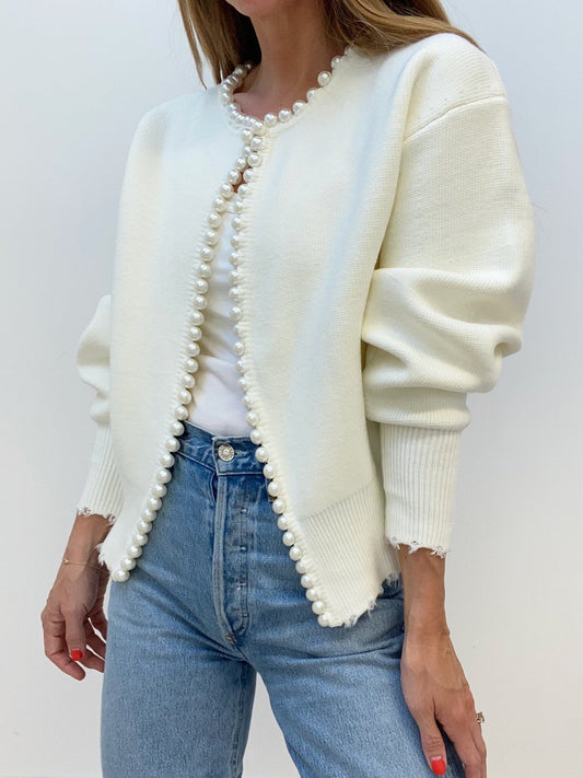 Zdena - Gebreide cardigan met parels voor dames