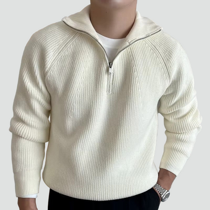 Stijlvolle Heren Half-Zip Trui met Opstaande Kraag