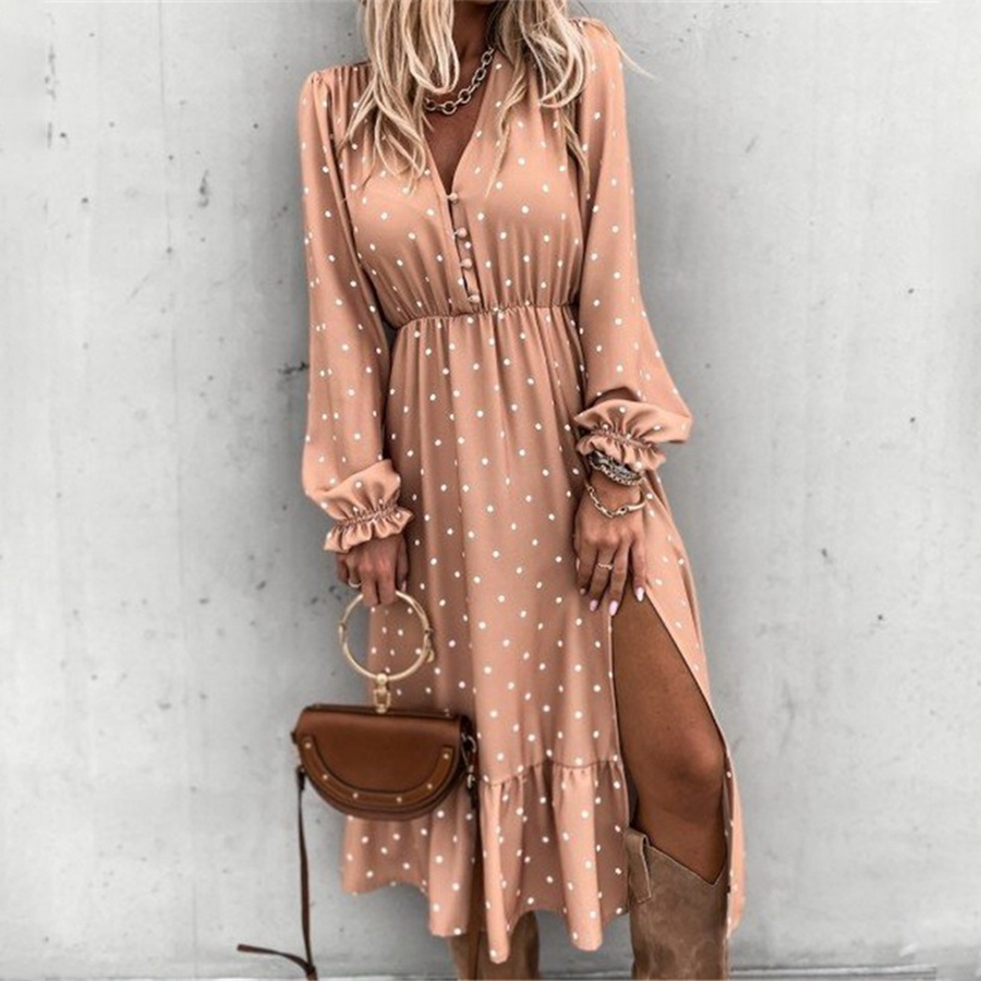Belina - Bloemen Midi Jurk met Zijsplit voor Dames