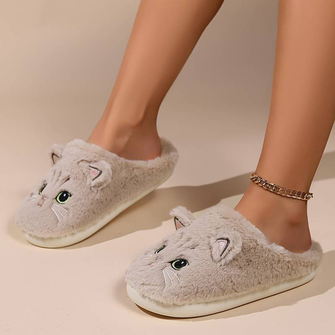 Schattige Warme Pantoffels Met Kattenontwerp Voor Dames