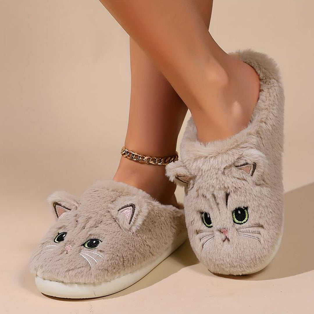Schattige Warme Pantoffels Met Kattenontwerp Voor Dames