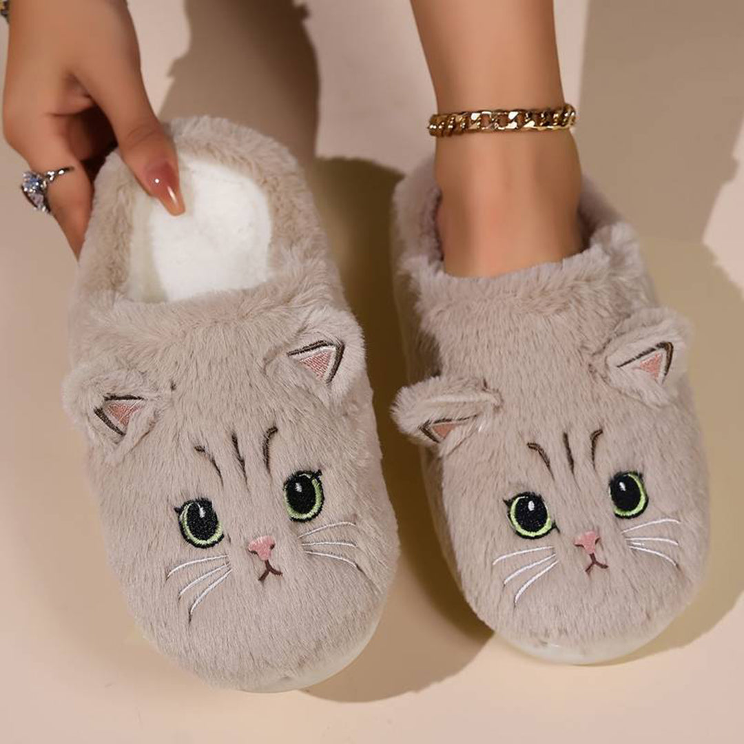 Schattige Warme Pantoffels Met Kattenontwerp Voor Dames