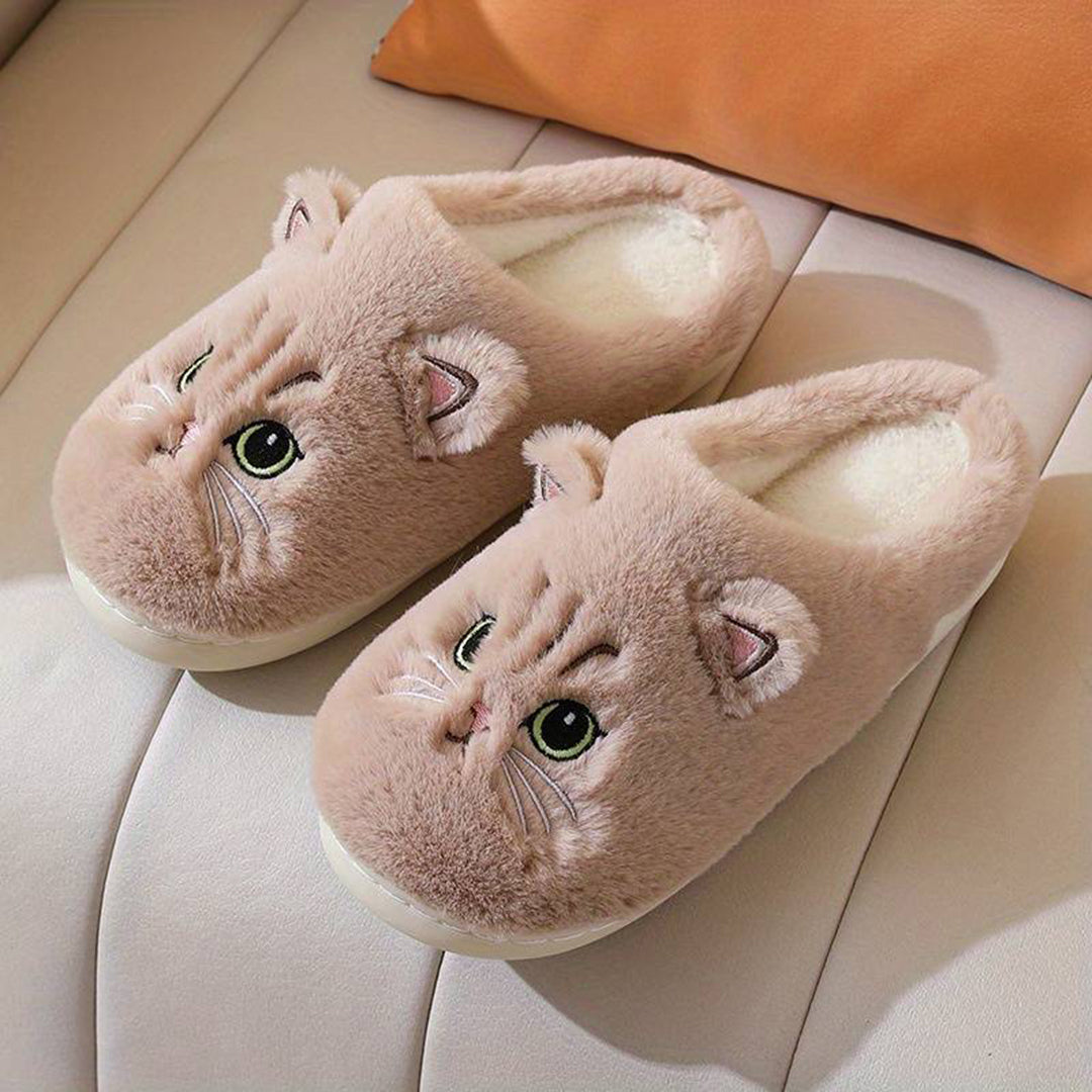 Schattige Warme Pantoffels Met Kattenontwerp Voor Dames