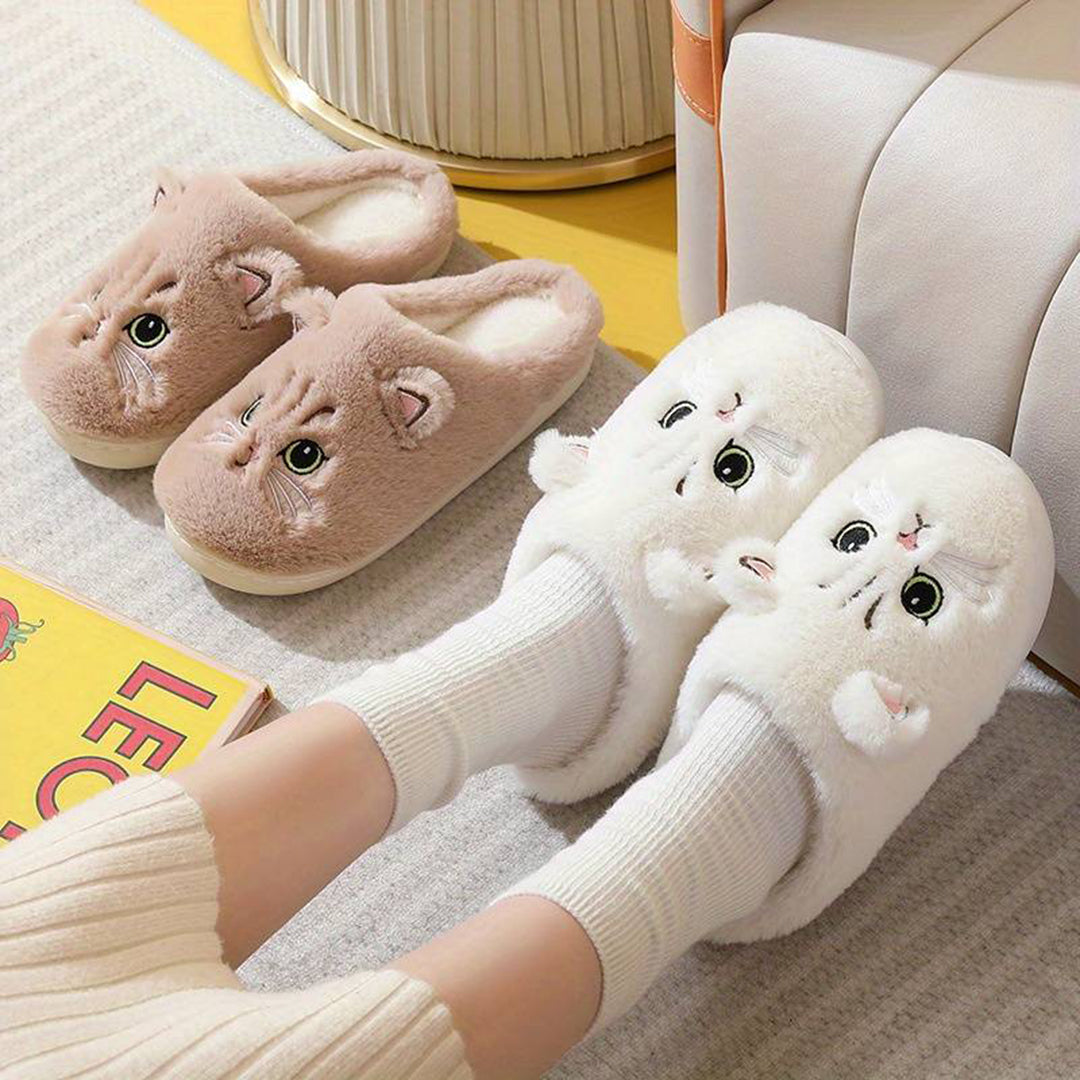 Schattige Warme Pantoffels Met Kattenontwerp Voor Dames