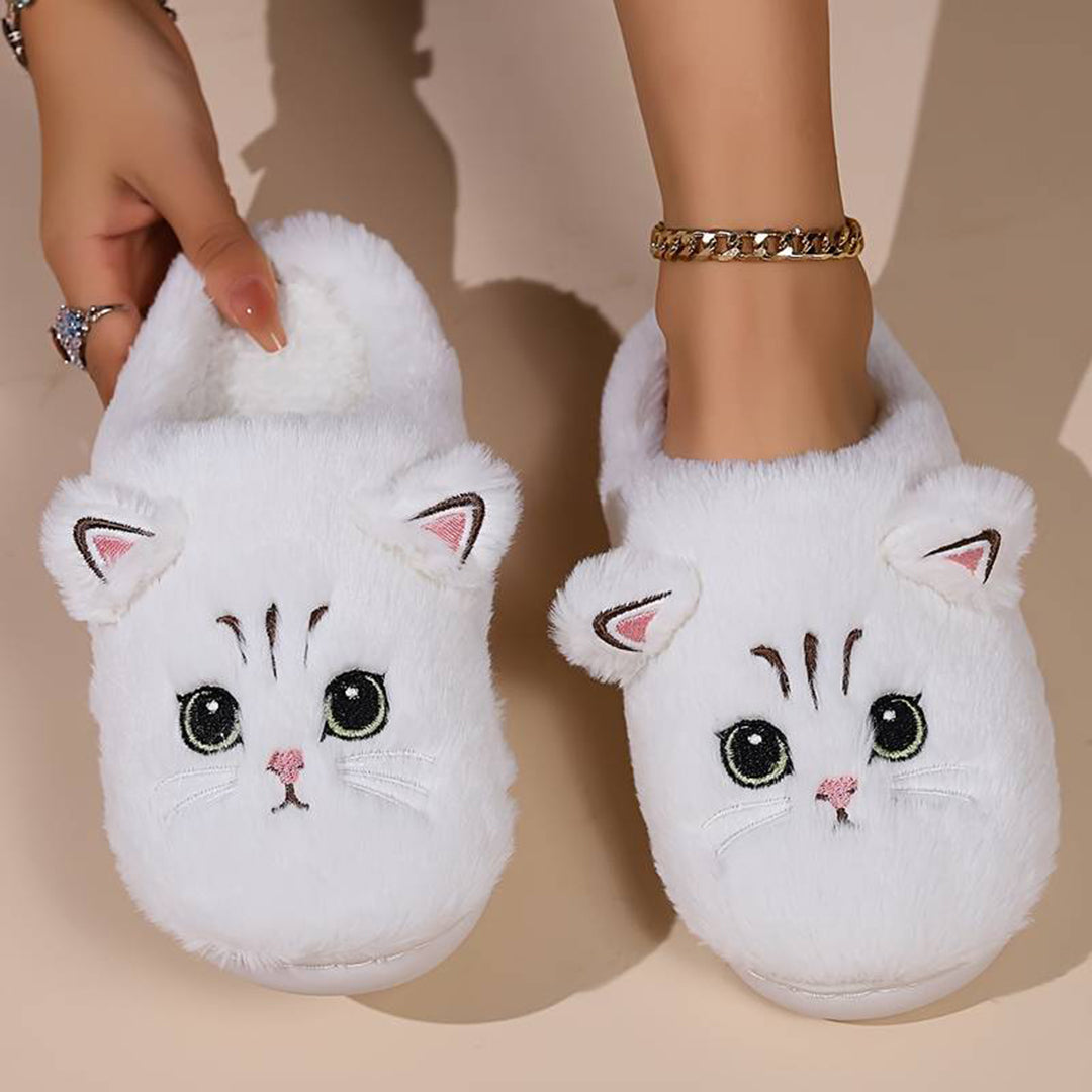 Schattige Warme Pantoffels Met Kattenontwerp Voor Dames