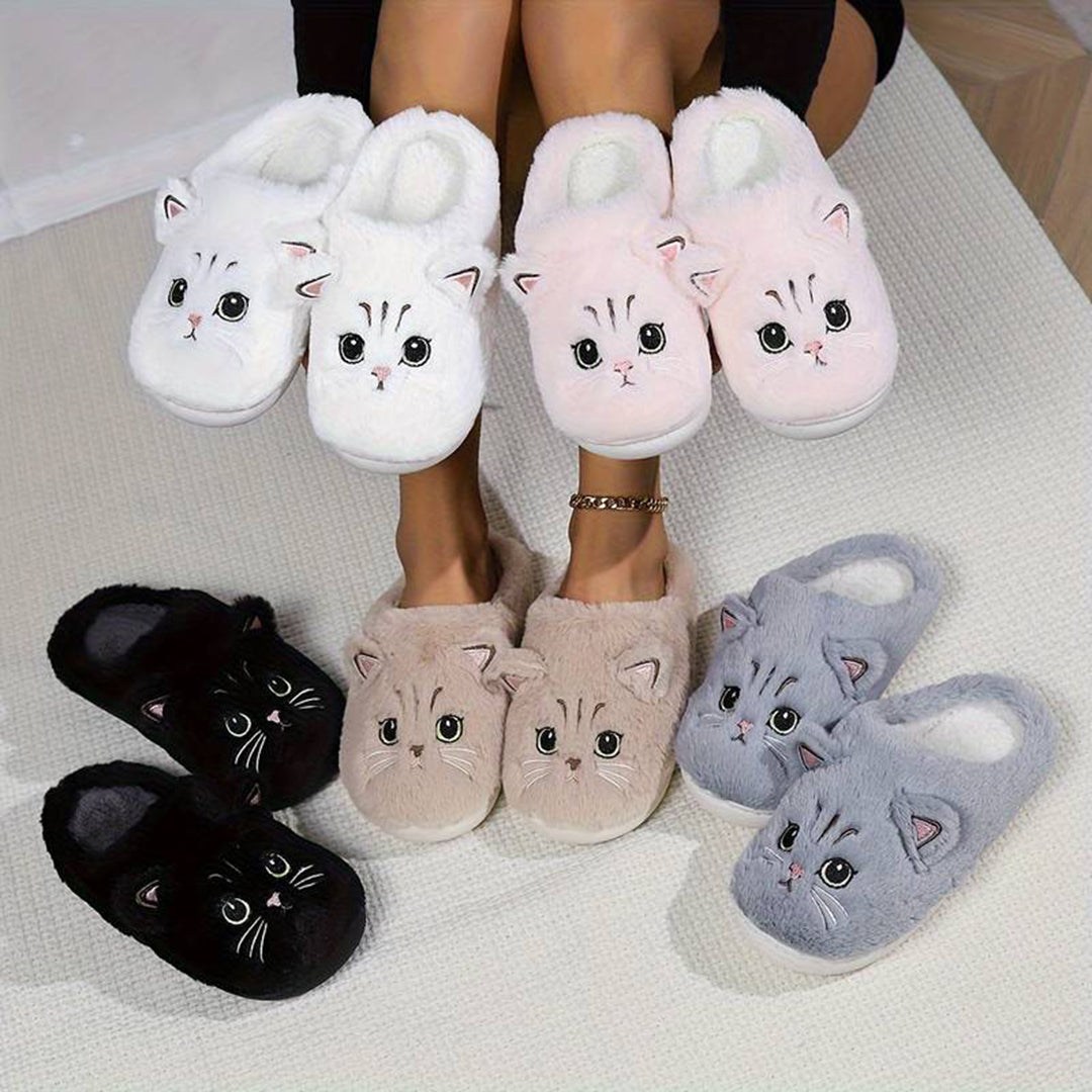 Schattige Warme Pantoffels Met Kattenontwerp Voor Dames