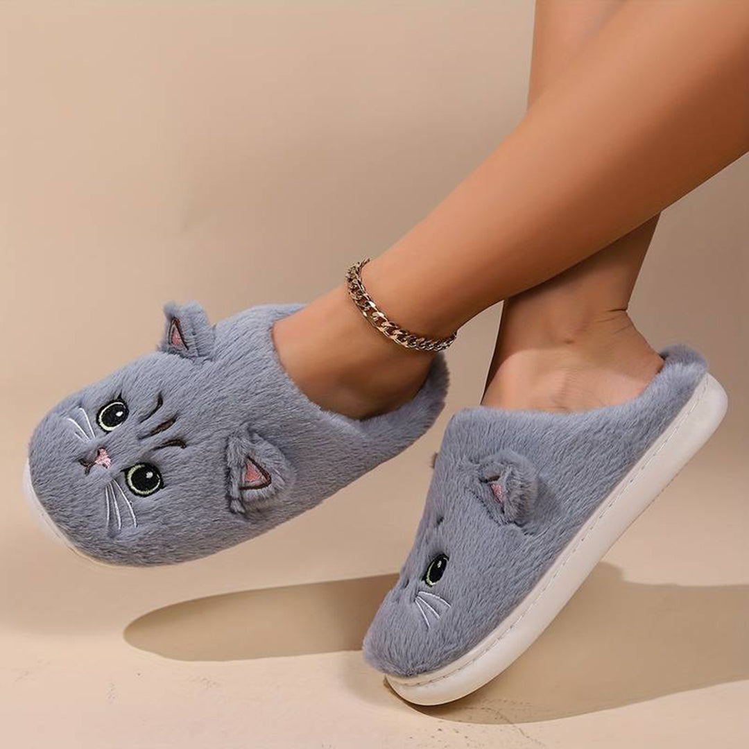 Schattige Warme Pantoffels Met Kattenontwerp Voor Dames