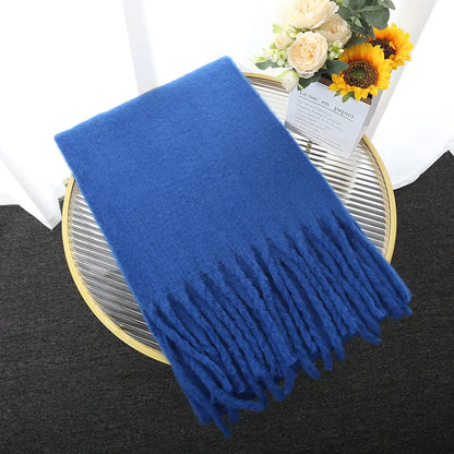 Dames Warme Elegante Wintersjaal Met Stijlvolle Franjes