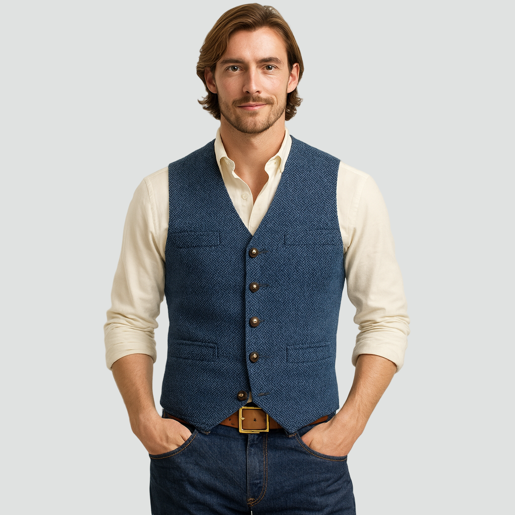 Stijlvolle Heren Gilet met Klassieke Pasvorm en Vintage Knopen