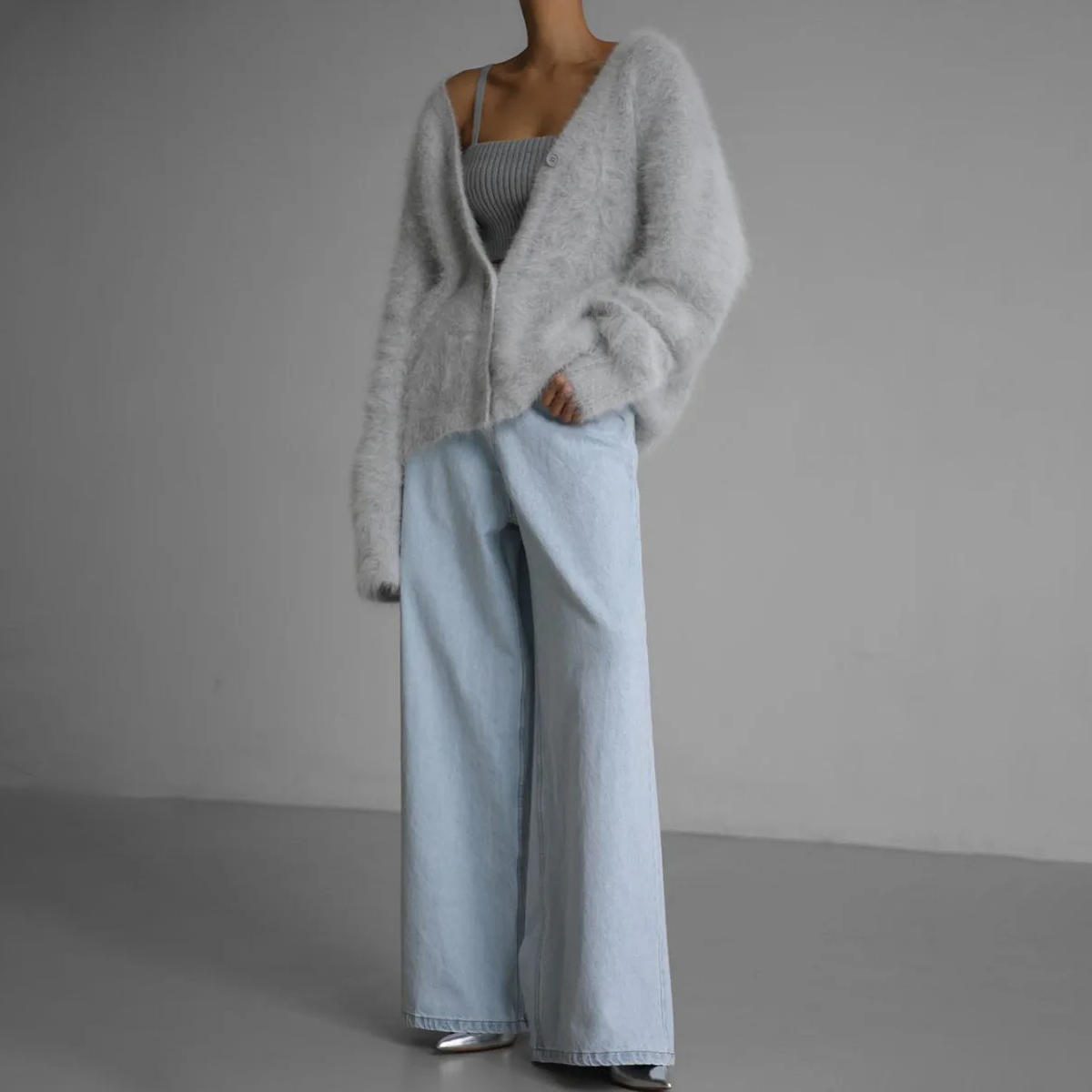 Luxe Oversized Dames Cardigan Met V Hals En Zachte Wollook