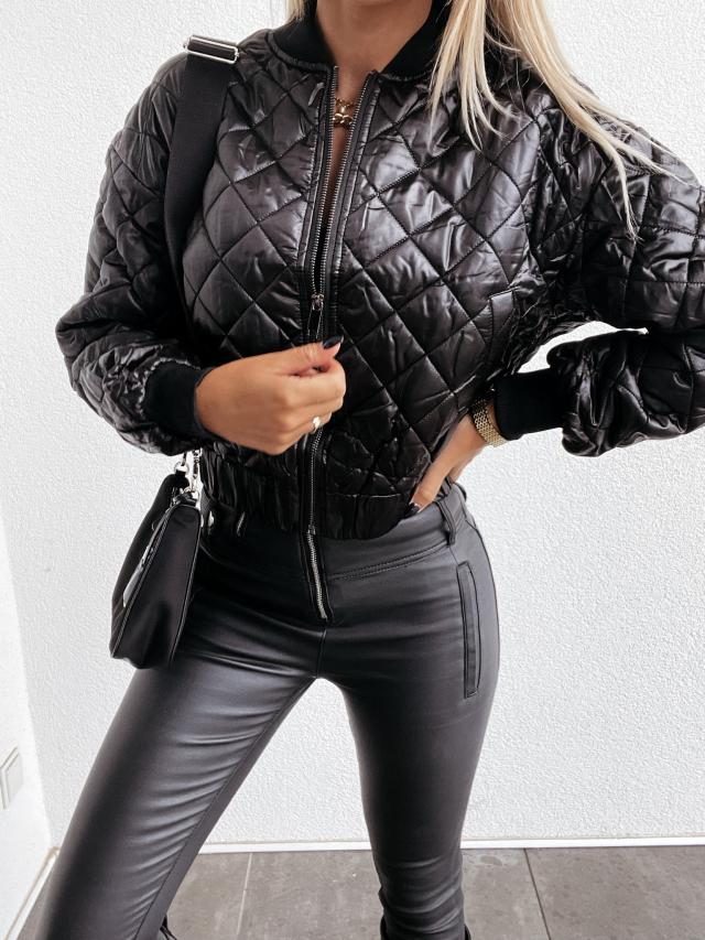 Renata - Trendy Dames Bomberjack met Glanzende Afwerking en Rits