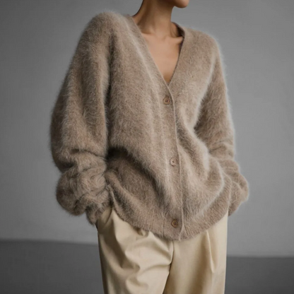 Luxe Oversized Dames Cardigan Met V Hals En Zachte Wollook