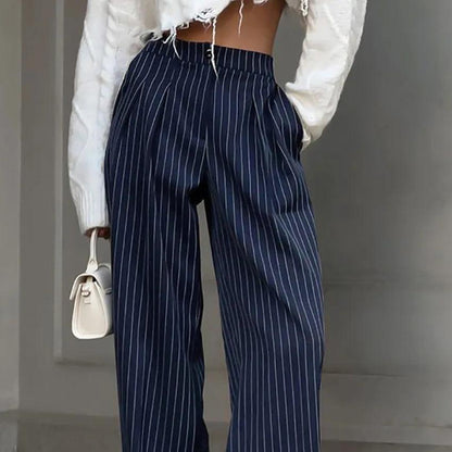 Sara – Gestreepte High Waist Pantalon met Wijde Pijpen voor Dames