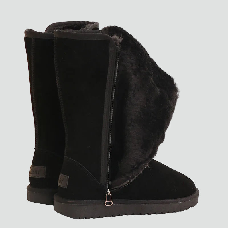 Dames Gevoerde Winterlaarzen Met Rits En Zachte Voering