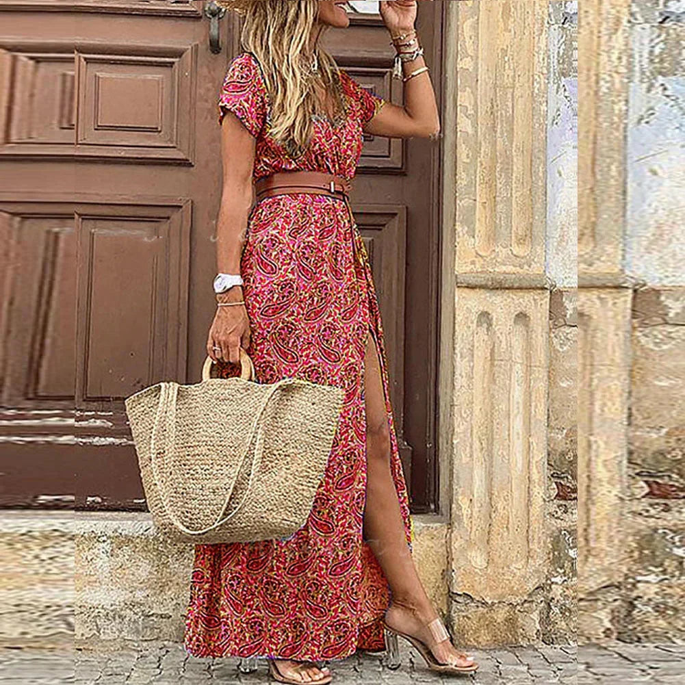 Carmen - Zomerjurk met Vintage Bloemenprint en Riemdetail voor Dames