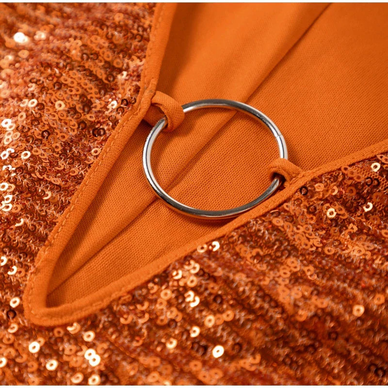 Glamoureuze Dames Party Mini Jurk Met Pailletten En Diepe V Hals