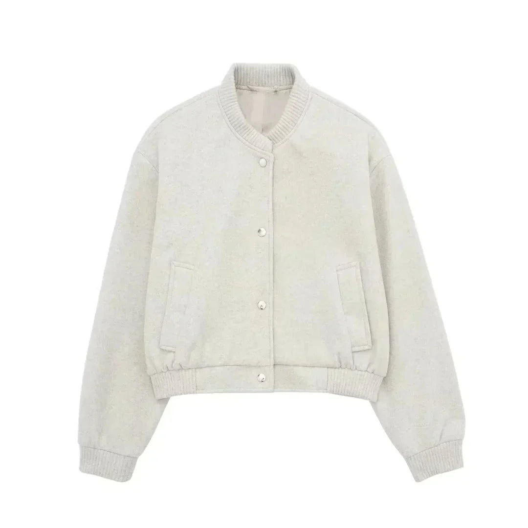 Lourdes - Cropped Bomberjack met Geribde Boorden voor Dames