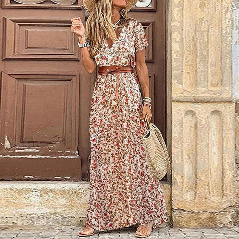 Carmen - Zomerjurk met Vintage Bloemenprint en Riemdetail voor Dames