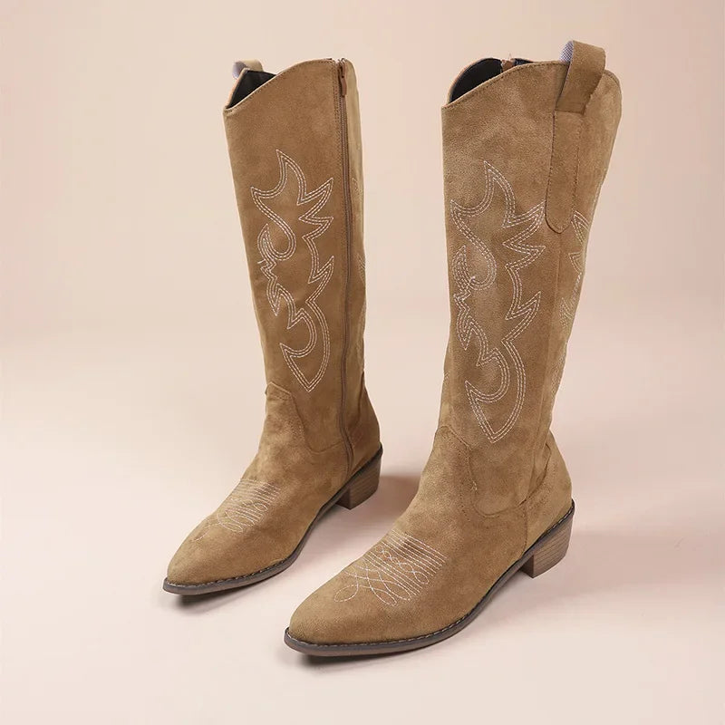 Bestikte Western Cowboylaarzen Met Lage Hak Voor Dames
