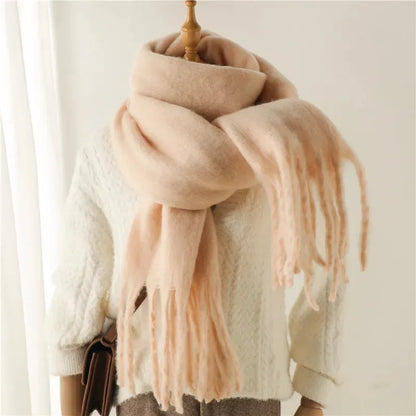 Chique winterse oversized sjaal met lange franjes voor dames