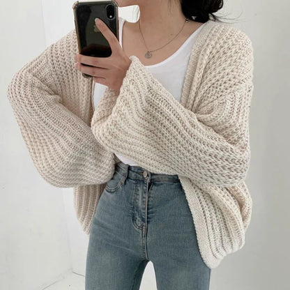 Ruzena - Knus grof gebreid oversized vest voor dames