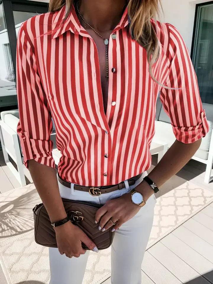 Gestreepte Elegante Dames Lange Mouwen Blouse