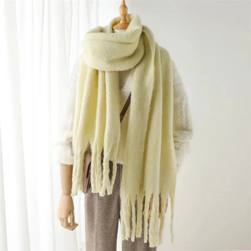Chique winterse oversized sjaal met lange franjes voor dames