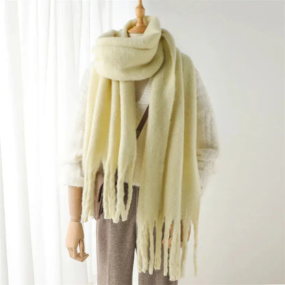 Chique winterse oversized sjaal met lange franjes voor dames