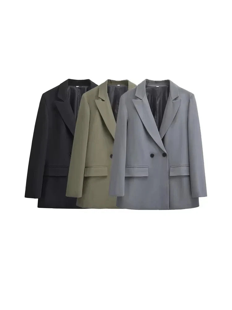 Elegante Dames Blazer met Dubbele Knopen en Moderne Pasvorm